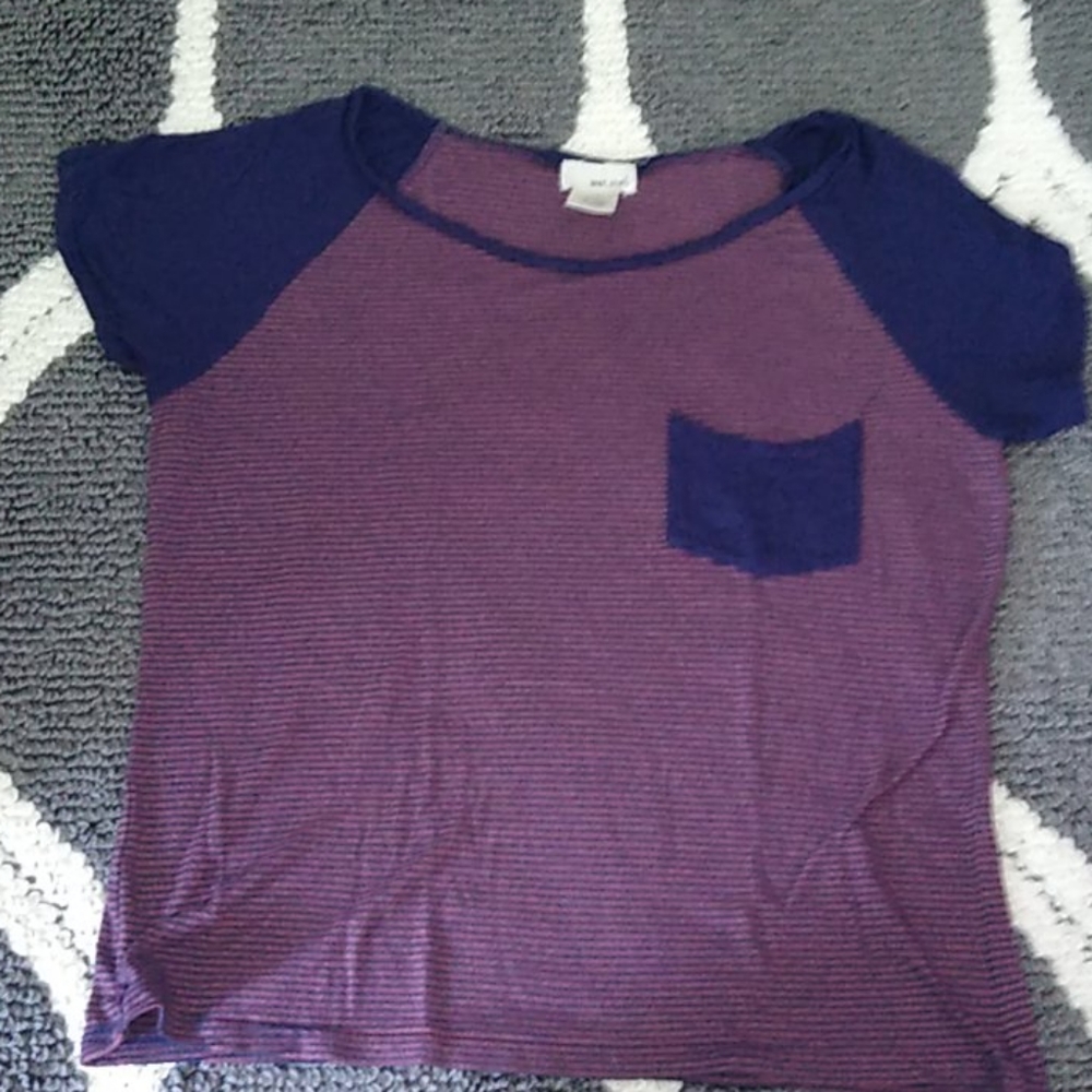 Dark blue and maroon striped crop top